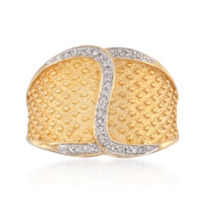 .10 ct. t.w. Diamond Textured Beaded Ring in 18kt Over Sterling &mdash; Alt Image 1
