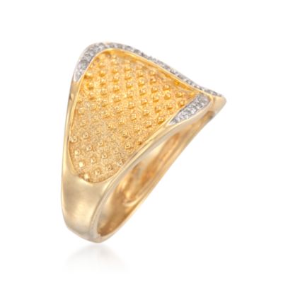 .10 ct. t.w. Diamond Textured Beaded Ring in 18kt Over Sterling &mdash; Alt Image 3