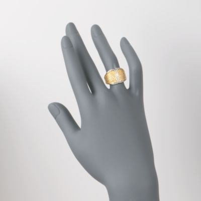 .10 ct. t.w. Diamond Textured Beaded Ring in 18kt Over Sterling &mdash; Alt Image 2
