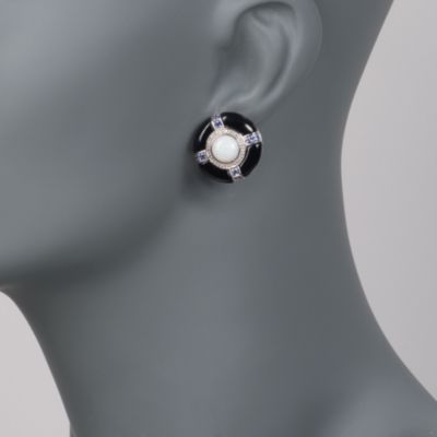 Black Agate and Multi-Gem Opal Earrings in Sterling Silver &mdash; Alt Image 2
