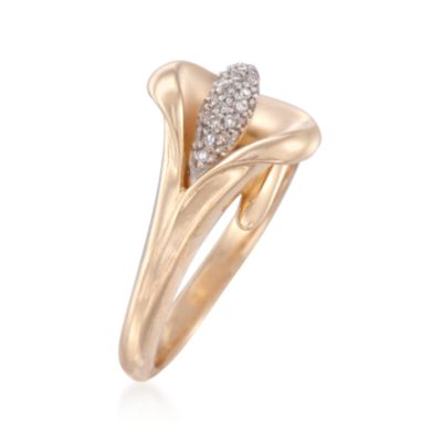 .10 ct. t.w. Diamond Calla Lily Ring in 18kt Gold Over Sterling &mdash; Alt Image 3