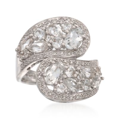 3.30 ct. t.w. White Topaz and .15 ct. t.w. Diamond Bypass Ring in Sterling Silver &mdash; Alt Image 1