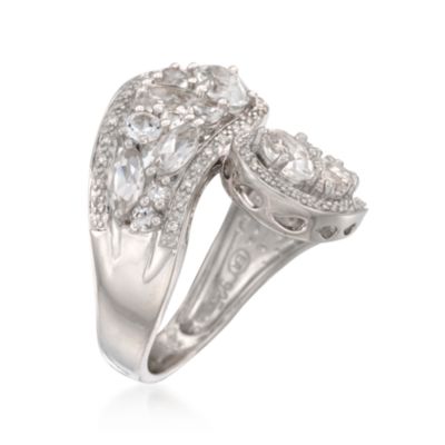 3.30 ct. t.w. White Topaz and .15 ct. t.w. Diamond Bypass Ring in Sterling Silver &mdash; Alt Image 3