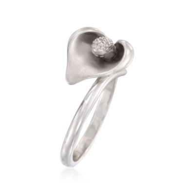 .10 ct. t.w. Diamond Calla Lily Ring in Sterling Silver &mdash; Alt Image 3