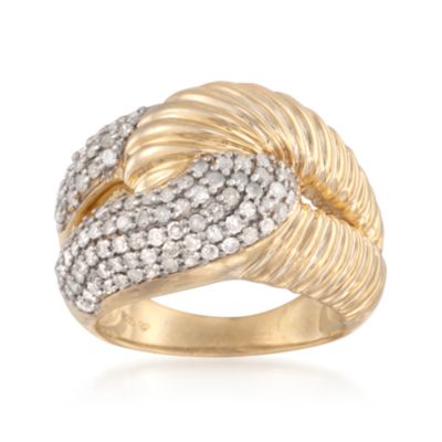 1.00 ct. t.w. Pave Diamond Ribbed Knot Ring in 14kt Gold Over Sterling &mdash; Alt Image 1