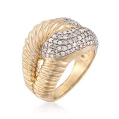 1.00 ct. t.w. Pave Diamond Ribbed Knot Ring in 14kt Gold Over Sterling &mdash; Alt Image 3