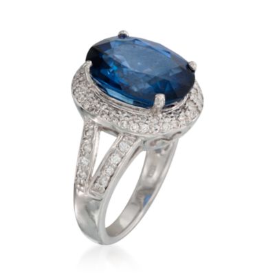 9.10 Carat Sapphire and .55 ct. t.w. Diamond Ring in 14kt White Gold &mdash; Alt Image 3