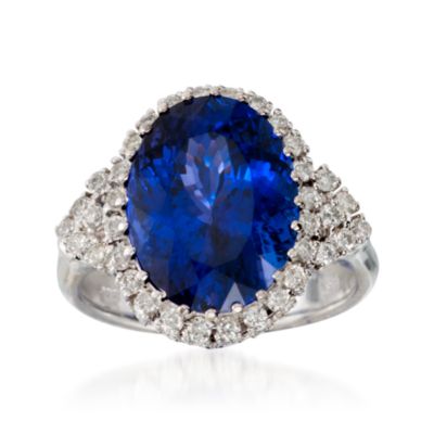 7.65 Carat Tanzanite and .50 ct. t.w. Diamond Ring in 14kt White Gold &mdash; Alt Image 1