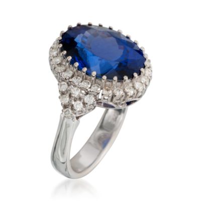 7.65 Carat Tanzanite and .50 ct. t.w. Diamond Ring in 14kt White Gold &mdash; Alt Image 3