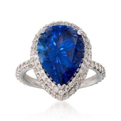 8.15 Carat Tanzanite and 1.80 ct. t.w. Diamond Eternity Ring in 14kt White Gold. Size 6.5 &mdash; Alt Image 1