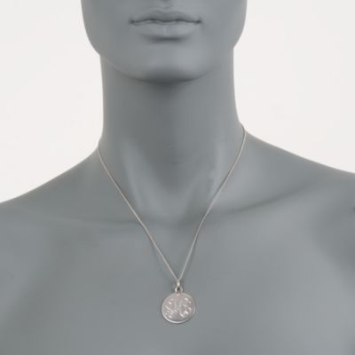 Sterling Silver Engravable Disc Pendant Necklace With Diamond &mdash; Alt Image 2
