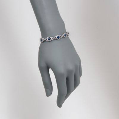 8.05 ct. t.w. Sapphire and 2.45 ct. t.w. Diamond Open Link Bracelet in 14kt White Gold. 7" &mdash; Alt Image 2