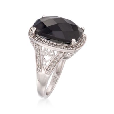 Black Agate and .35 ct. t.w. Diamond Ring in Sterling Silver &mdash; Alt Image 3