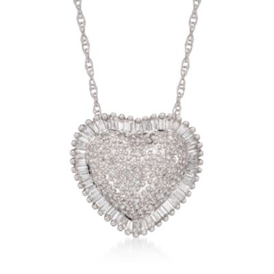 .50 ct. t.w. Diamond Heart Necklace in 14kt White Gold. 18" &mdash; Alt Image 1