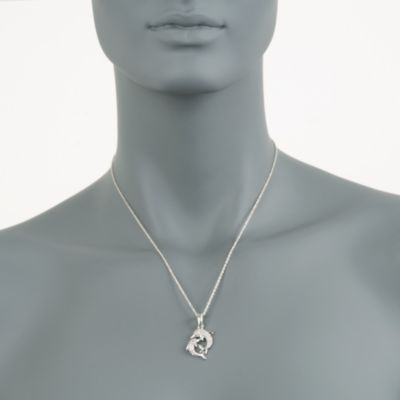 .20 ct. t.w. Diamond Dolphin Pendant Necklace in Sterling Silver. 18" &mdash; Alt Image 2