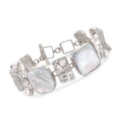 8-22mm Pearl Link Bracelet in Sterling Silver. 7" &mdash; Alt Image 1