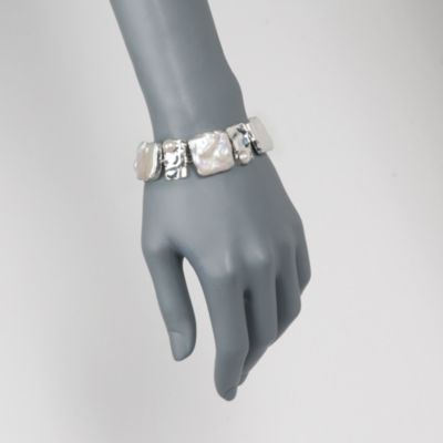 8-22mm Pearl Link Bracelet in Sterling Silver. 7" &mdash; Alt Image 2