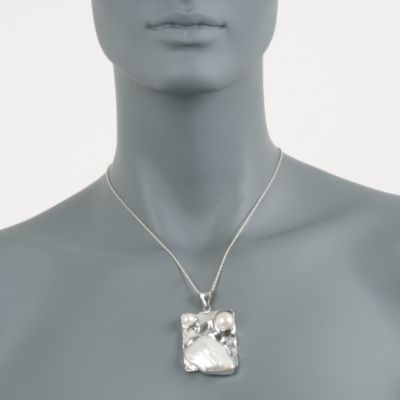 Baroque and Cultured Pearl Pendant in Sterling Silver &mdash; Alt Image 2