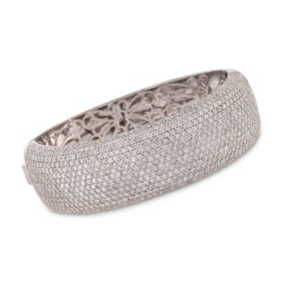 16.00 ct. t.w. Pave Diamond Bangle Bracelet in 14kt White Gold. 7" &mdash; Alt Image 1