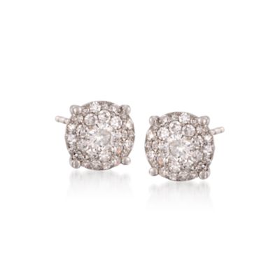 1.00 ct. t.w. Pave Diamond Stud Earrings in 14kt White Gold &mdash; Alt Image 1