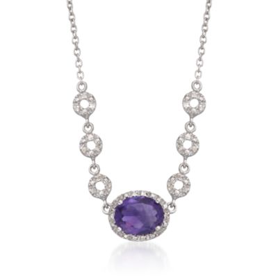1.70 Carat Amethyst and .10 ct. t.w. Diamond Necklace in Sterling Silver. 16" &mdash; Alt Image 1