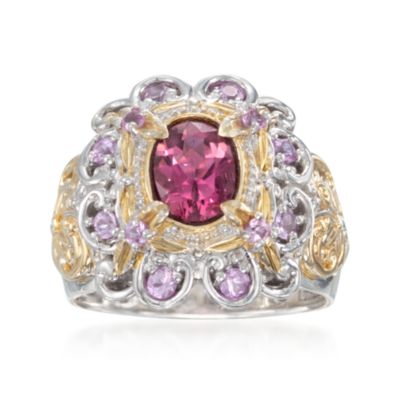 1.20 Carat Pink Tourmaline and .60 ct. t.w. Sapphire Ring in Two-Tone &mdash; Alt Image 1