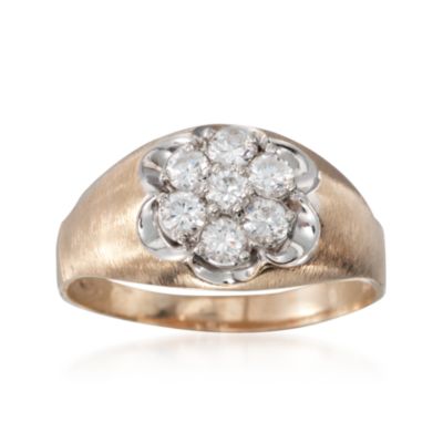 C. 1970 Vintage .70 ct. t.w. CZ Cluster Ring in 14kt Yellow Gold. Size 11 &mdash; Alt Image 1