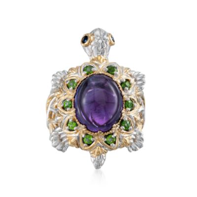 Purple Amethyst and .30 ct. t.w. Multi-Gemstone Turtle Ring in Two-Tone &mdash; Alt Image 1