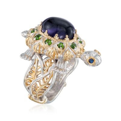 Purple Amethyst and .30 ct. t.w. Multi-Gemstone Turtle Ring in Two-Tone &mdash; Alt Image 3