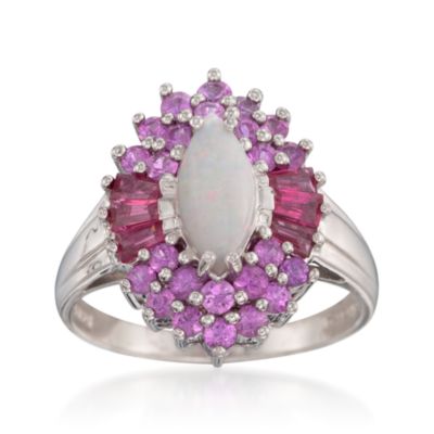 Opal and .95 ct. t.w. Multi-Gem Ring in Sterling Silver &mdash; Alt Image 1