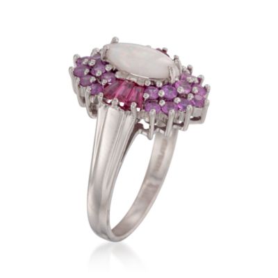 Opal and .95 ct. t.w. Multi-Gem Ring in Sterling Silver &mdash; Alt Image 3