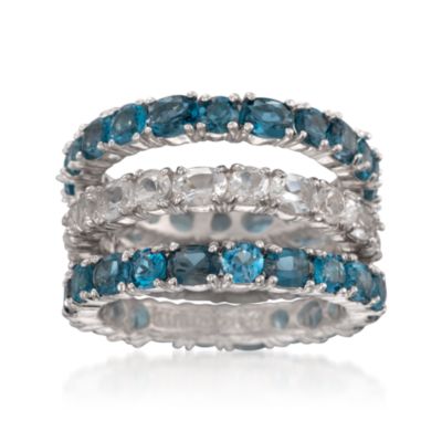 Set of Three 9.95 ct. t.w. Blue and White Topaz Rings in Sterling Silver &mdash; Alt Image 1
