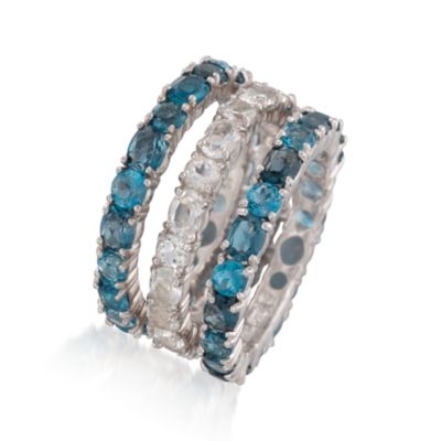 Set of Three 9.95 ct. t.w. Blue and White Topaz Rings in Sterling Silver &mdash; Alt Image 3
