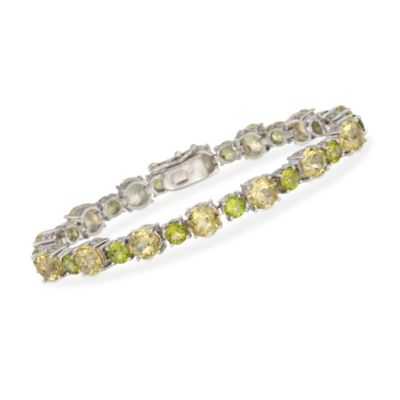 16.35 ct. t.w. Lemon Quartz and Peridot Bracelet in Sterling Silver. 7.25" &mdash; Alt Image 1