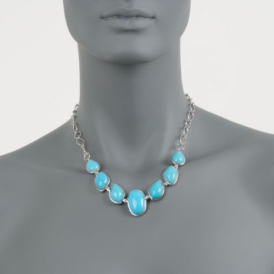 Turquoise Necklace in Sterling Silver. 18" &mdash; Alt Image 2