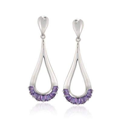 1.85 ct. t.w. Purple Amethyst Open Teardrop Earrings in Sterling Silver &mdash; Alt Image 1