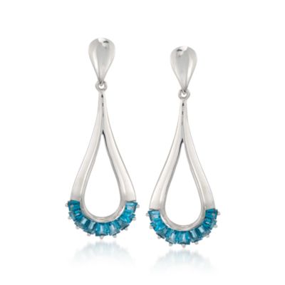 2.90 ct. t.w. Blue Topaz Open Teardrop Earrings in Sterling Silver &mdash; Alt Image 1