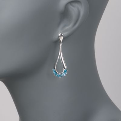 2.90 ct. t.w. Blue Topaz Open Teardrop Earrings in Sterling Silver &mdash; Alt Image 2