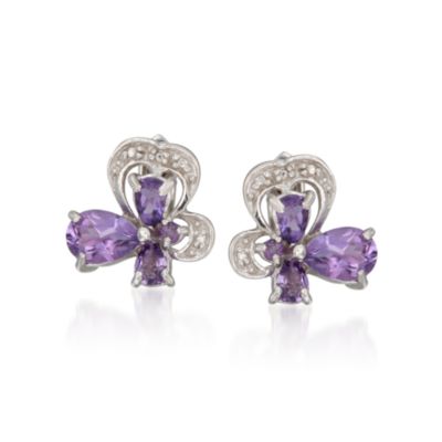 2.00 ct. t.w. Purple Amethyst Floral Earrings in Sterling Silver &mdash; Alt Image 1