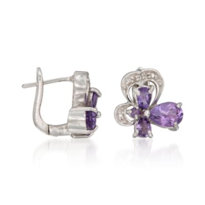 2.00 ct. t.w. Purple Amethyst Floral Earrings in Sterling Silver &mdash; Alt Image 3