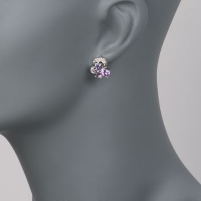 2.00 ct. t.w. Purple Amethyst Floral Earrings in Sterling Silver &mdash; Alt Image 2