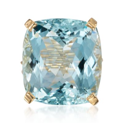 C. 1980 Vintage 42.00 Carat Aquamarine Ring in 18kt Yellow Gold. Size 7.5 &mdash; Alt Image 1