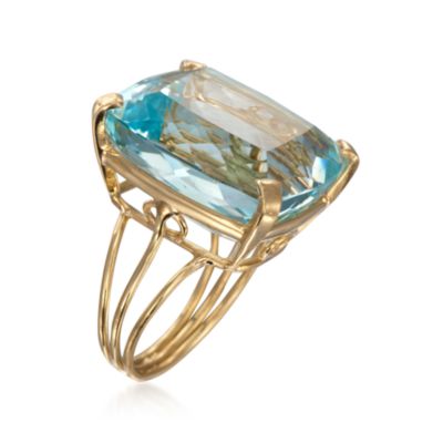 C. 1980 Vintage 42.00 Carat Aquamarine Ring in 18kt Yellow Gold. Size 7.5 &mdash; Alt Image 3