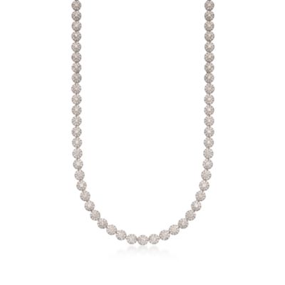14.15 ct. t.w. Floral Link Diamond Necklace in 18kt White Gold. 16" &mdash; Alt Image 1