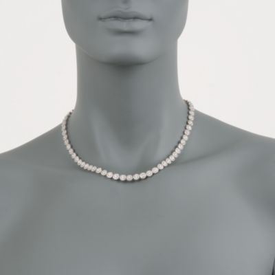 14.15 ct. t.w. Floral Link Diamond Necklace in 18kt White Gold. 16" &mdash; Alt Image 2