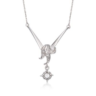 C. 2000 Vintage .40 ct. t.w. "V" Drop Diamond Necklace in 14kt White Gold. 16.5" &mdash; Alt Image 1