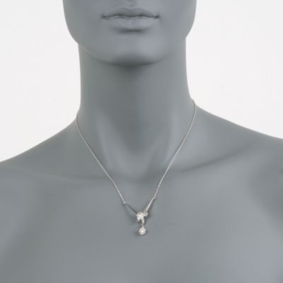 C. 2000 Vintage .40 ct. t.w. "V" Drop Diamond Necklace in 14kt White Gold. 16.5" &mdash; Alt Image 2
