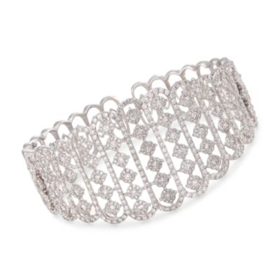 7.40 ct. t.w. Wide Diamond Cuff Bracelet in 18kt White Gold. 7" &mdash; Alt Image 1