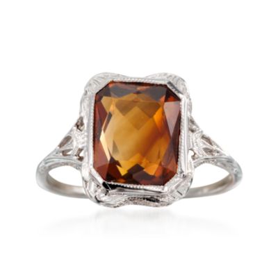 C. 1950 Vintage 3.15 ct. t.w. Citrine Ring in 14kt White Gold. Size 6.5 &mdash; Alt Image 1