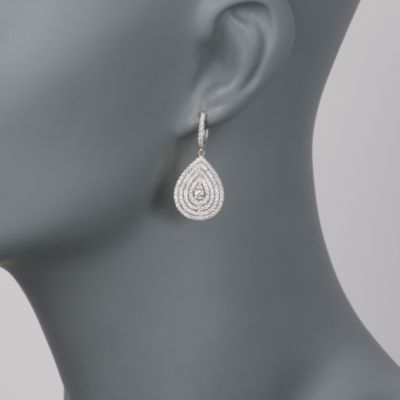 Oro Dynamics 2.35 ct. t.w. Diamond Teardrop Hoop Earrings in 14kt White Gold &mdash; Alt Image 2